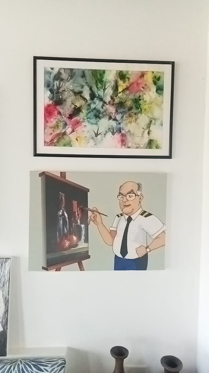 Retrato artístico con elementos de caricatura